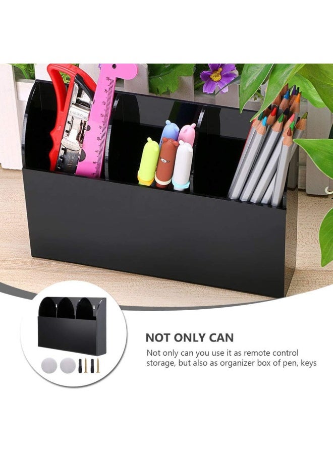 TPGP Remote Holder Wall Mounted Remote Control Box 3 Grids Storage Box Media Controller Holder For Home Air Conditioning Phone Hanging Organizer Box (Black) - Image 5