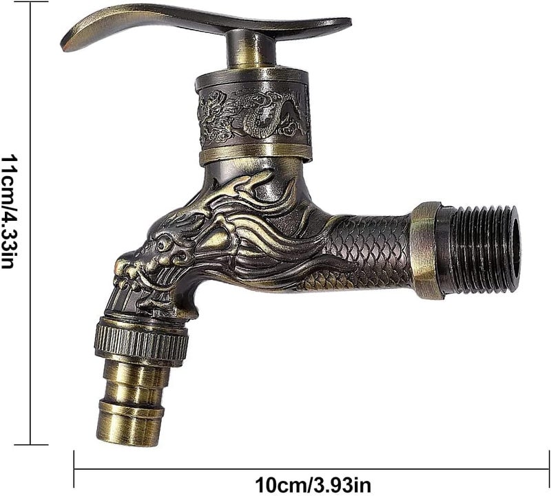 MAKINGTEC Wall Mount Faucet, Vintage Brass Outdoor Tap, Antique Garden Tap Kit, Zinc Alloy Basin Tap Faucet for Home, Kitchen, Bathroom, Outdoor, Garden (1/2") - Image 5