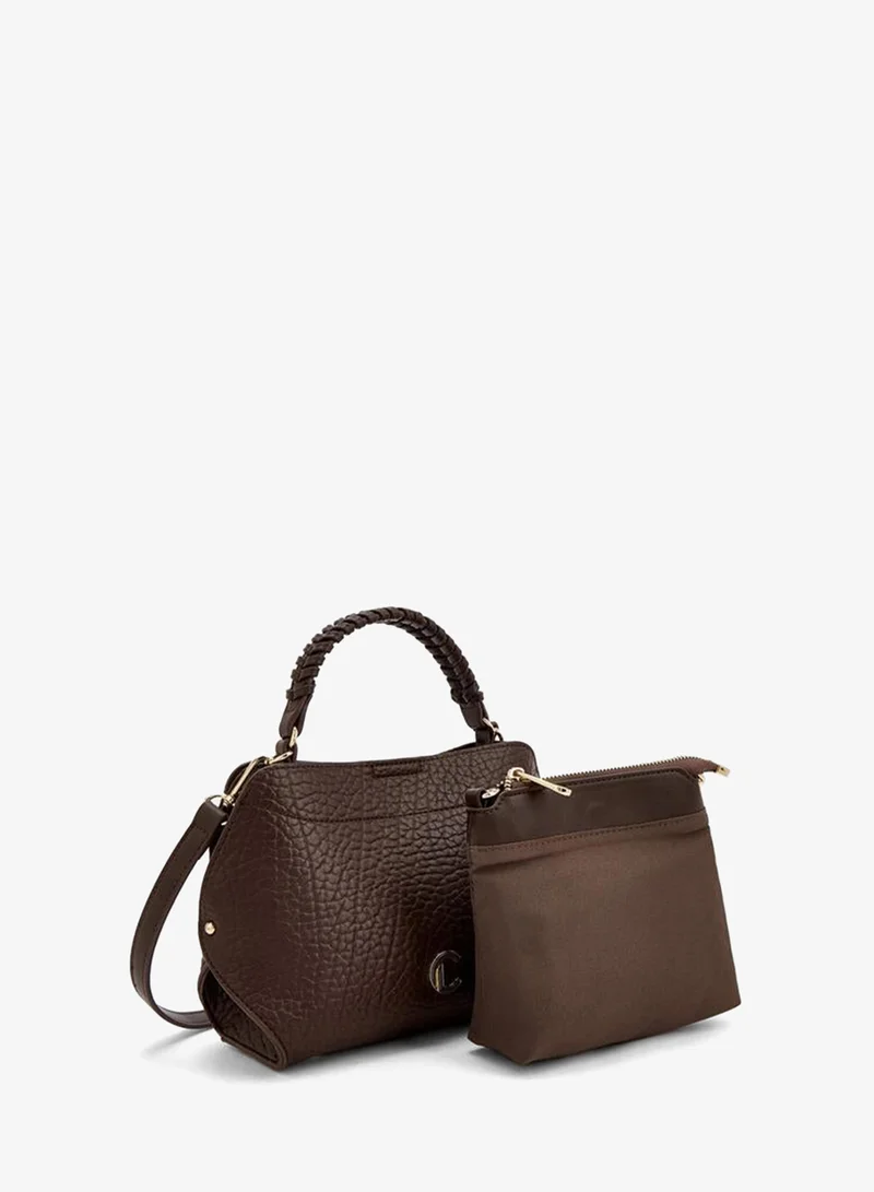 Le Confort BROWN Textured Crossbody Bag With Braided Top Handle for Women | Best Price UAE
