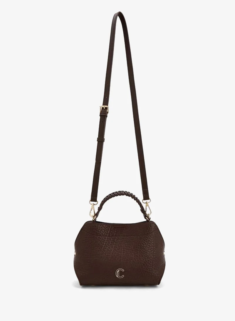 Le Confort BROWN Textured Crossbody Bag With Braided Top Handle for Women | Best Price UAE