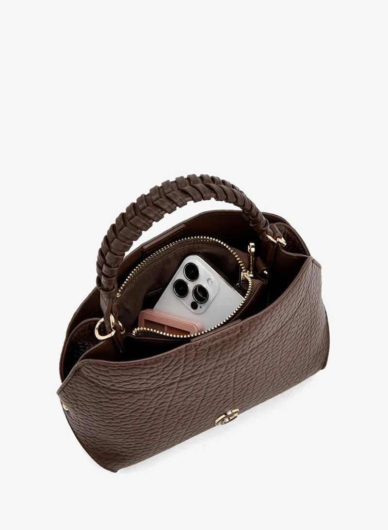 Le Confort BROWN Textured Crossbody Bag With Braided Top Handle for Women | Best Price UAE