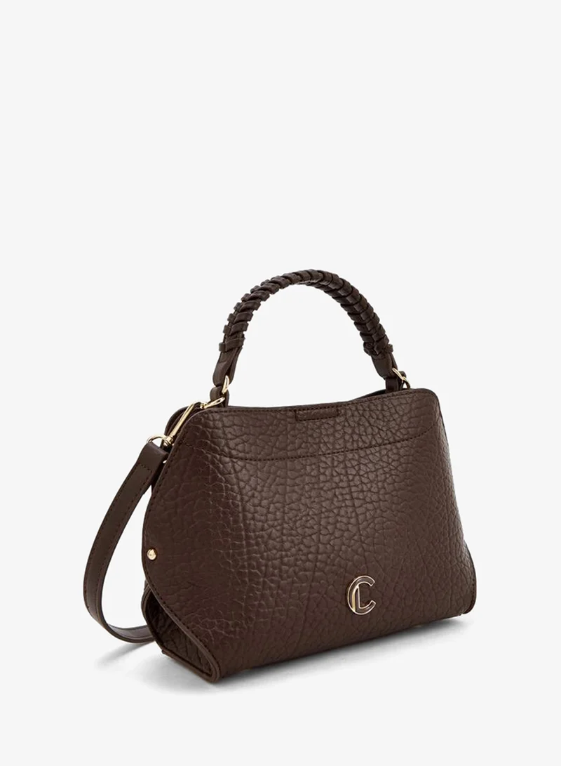 Le Confort BROWN Textured Crossbody Bag With Braided Top Handle for Women | Best Price UAE