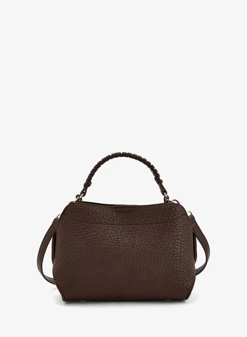 Le Confort BROWN Textured Crossbody Bag With Braided Top Handle for Women | Best Price UAE
