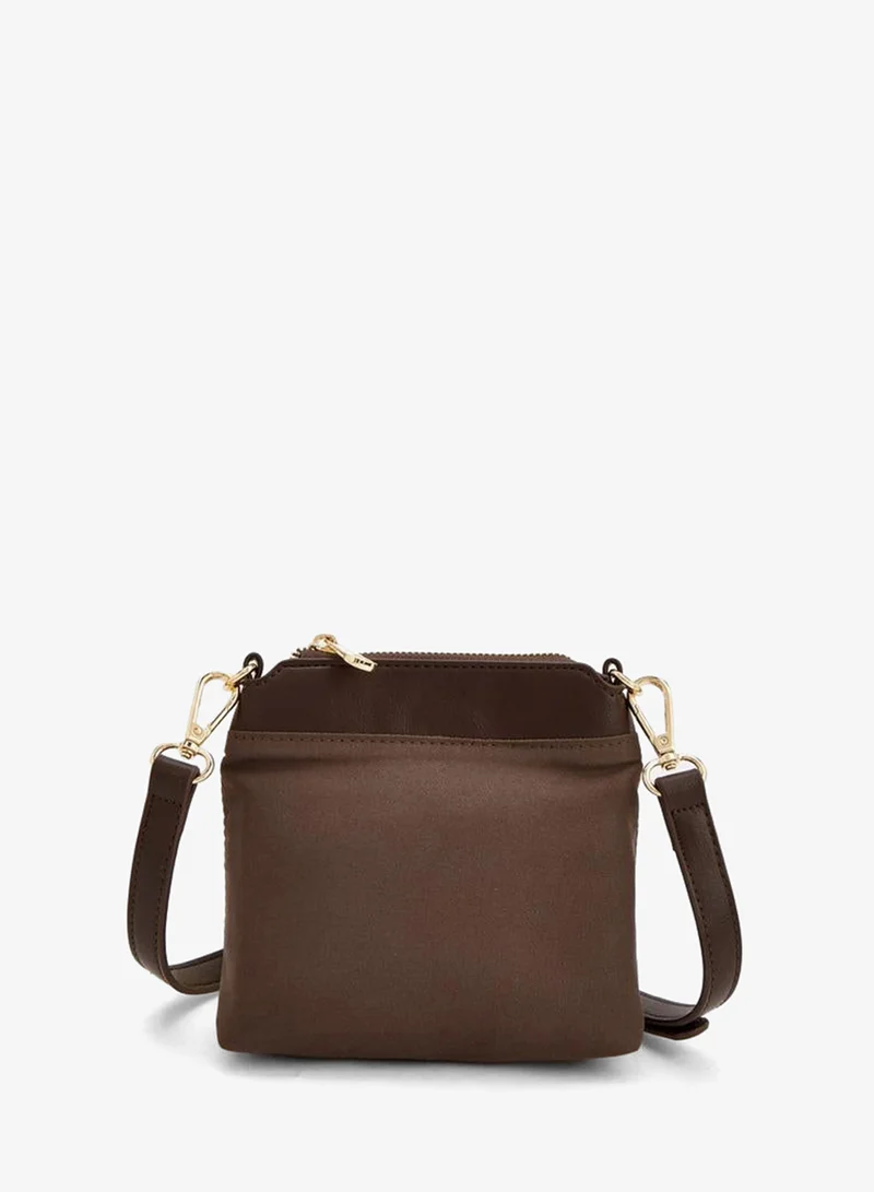 Le Confort BROWN Textured Crossbody Bag With Braided Top Handle for Women | Best Price UAE