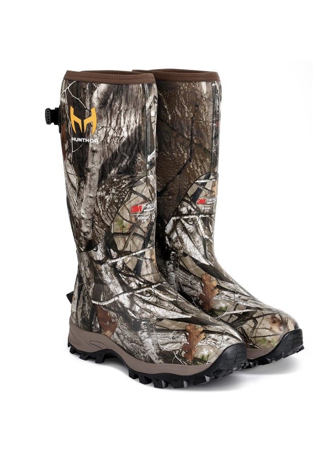 Hunthor Hunting Boots for Men with Xerogel Thermal Lining, Waterproof Warm Lightweight Rubber Boots for Cold Weather Outdoor Hunting, Next Camo G2, 6 - Image 1