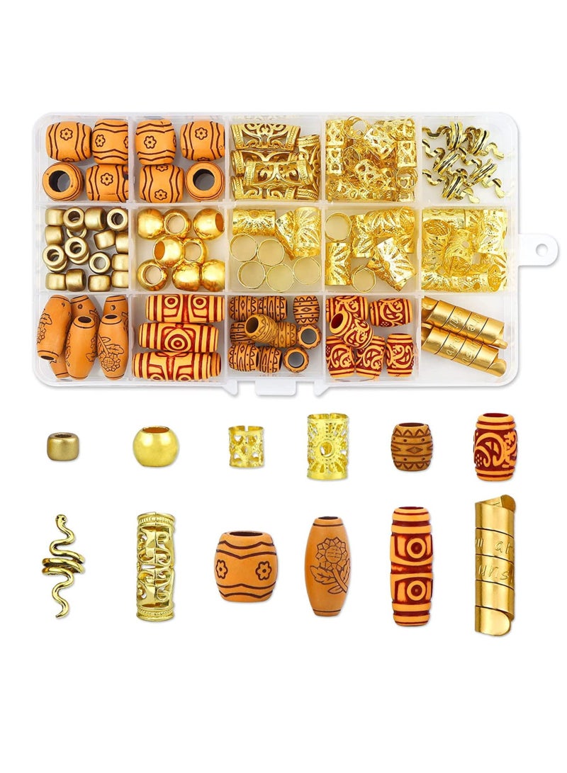 SYOSI 124 قطعة إكسسوارات شعر مجوهرات إكسسوارات ضفائر زينة شعر حلقات شعر خيوط شعر تشبه الخشب خرز لضمائر - Image 1