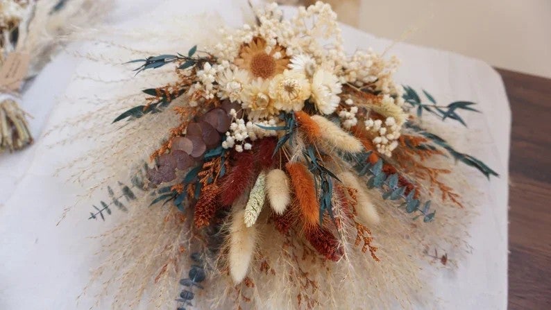 Bluejw Nature Real Dried Flowers Bouquet - Mini Pampas Grass, Reed, Rabbit Tail & Wheat Mix for Wedding Home Decor - Image 1