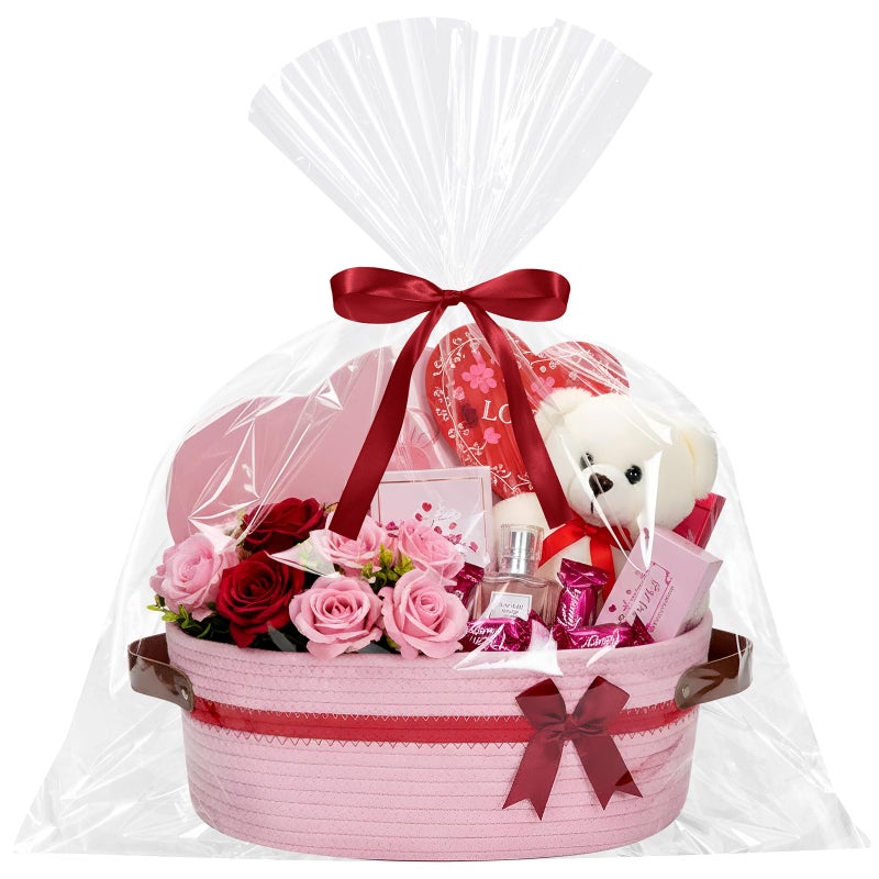 Colingmill 2026 Graduation Large Woven Basket for Gifts Empty Set with Gift Bags and Ribbon Gift Baskets and Wrapping Set Storage 14x 10x 55 Decorative Box for Class of 2026 GraduationLight Pink - Image 2