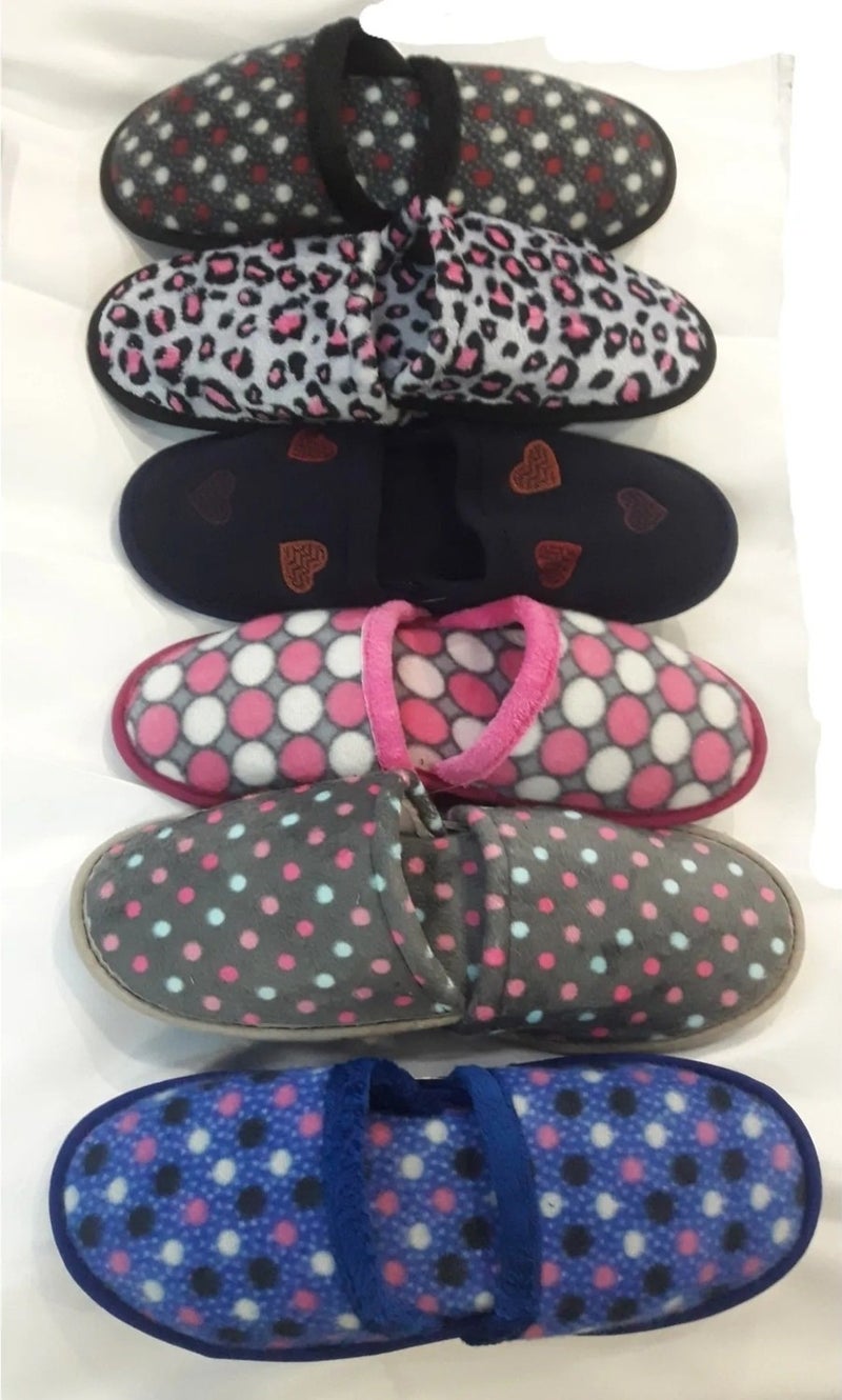 Nisanur Shoes نعال منزلية نسائية بتصاميم مختلطة 6 قطع، نعال ضيوف، طقم مهري للنعال  - Image 1