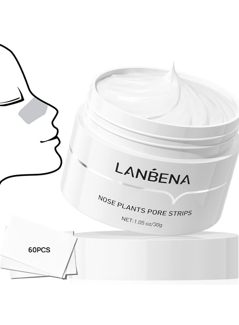 LANBENA Blackhead Remover for Face, 60 Pieces Pore Strips, Nose Plant Strips for Blackheads(1.05 Ounce) 30g - Image 1