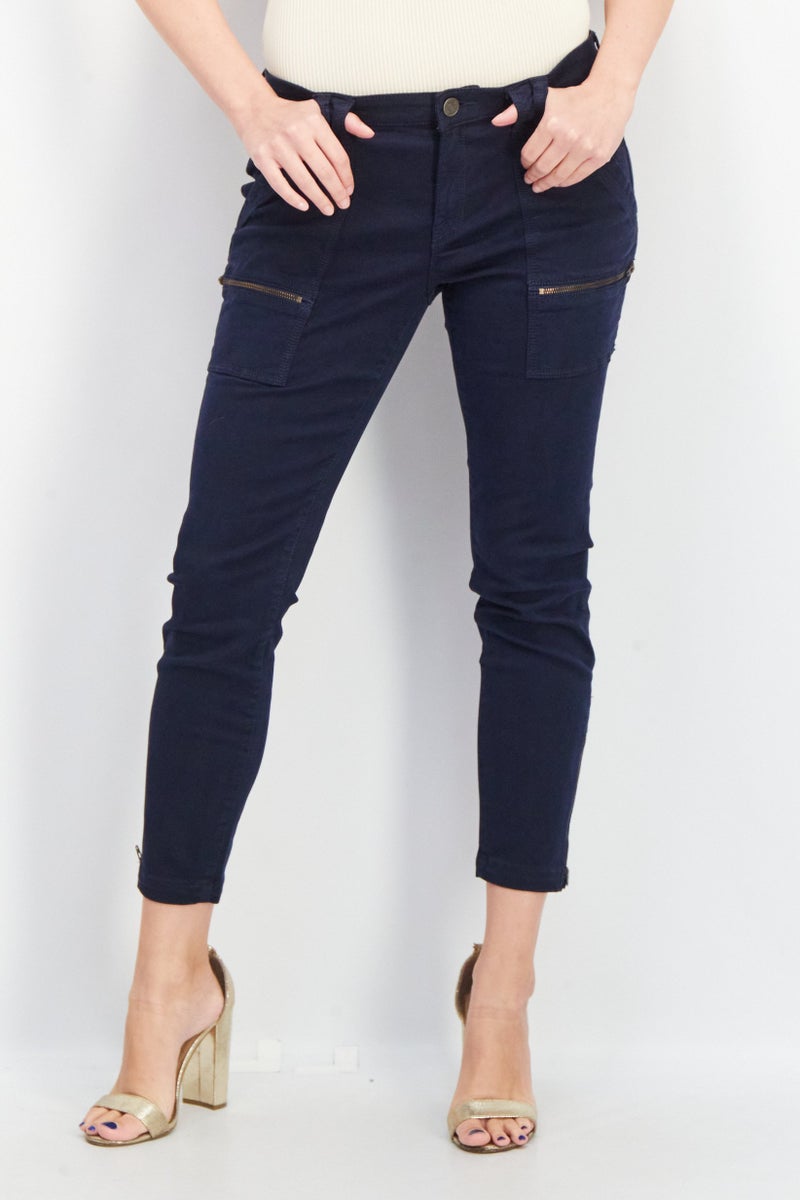 joie Women Skinny Fit Cargo Pocket Stretchable Pants, Dark Navy - Image 1