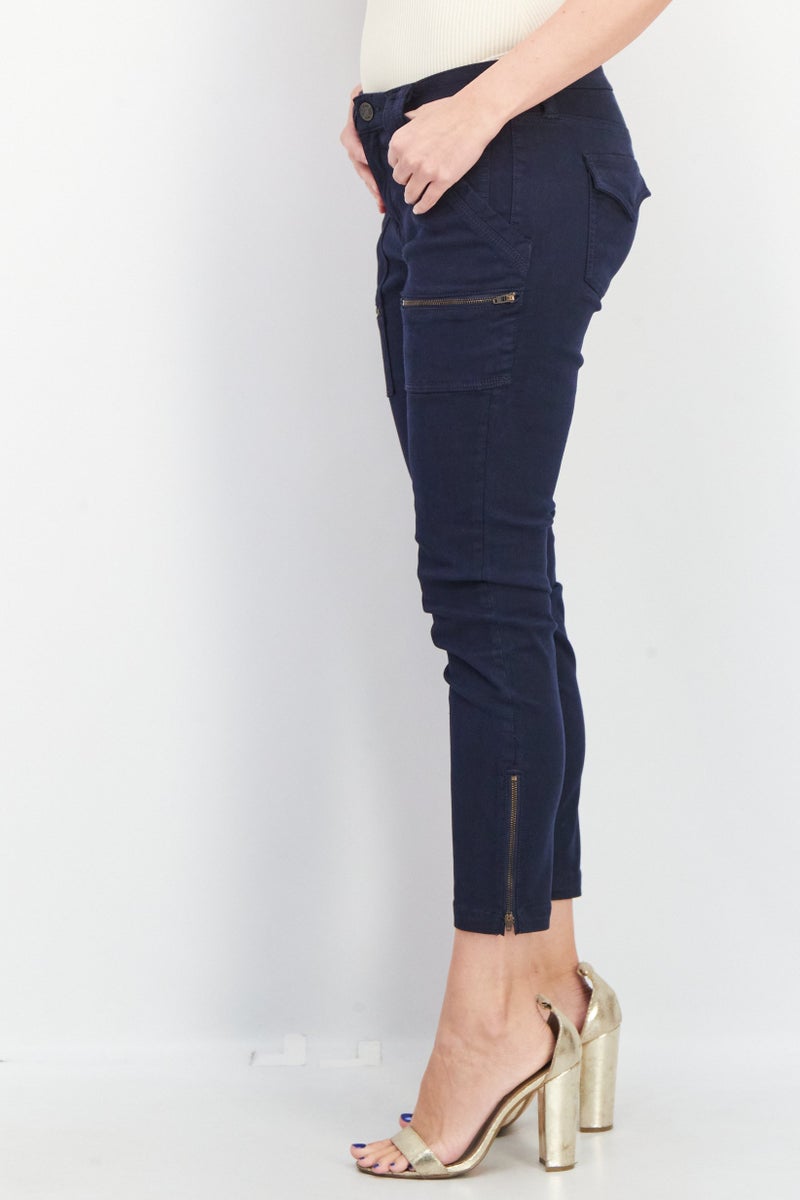 joie Women Skinny Fit Cargo Pocket Stretchable Pants, Dark Navy - Image 2