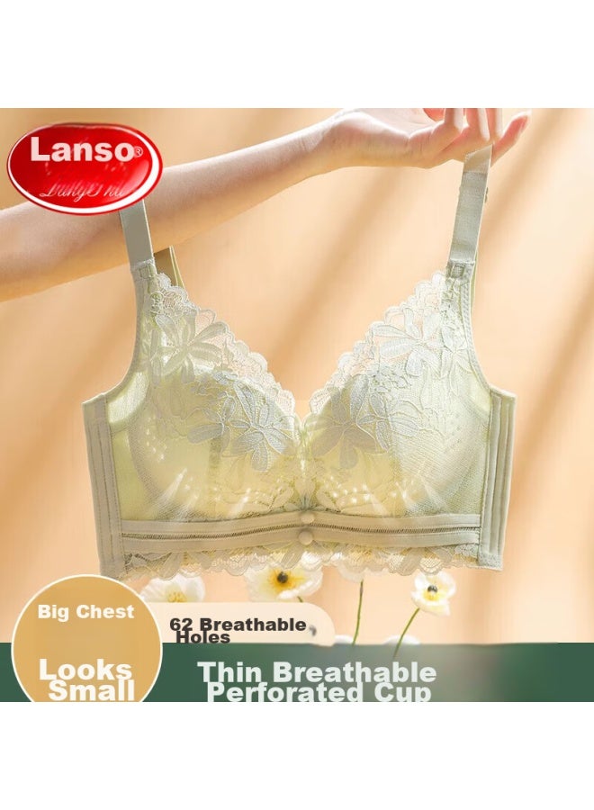 LANG SHA Langsha Women's Bra, Minimizing For Large Wireless, Anti-sagging, Breathable For Summer, Perforated Cups Lace, Adjustable Bra - Image 1