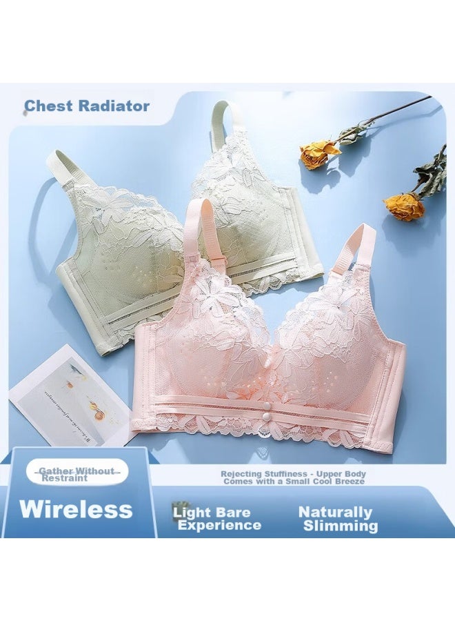 LANG SHA Langsha Women's Bra, Minimizing For Large Wireless, Anti-sagging, Breathable For Summer, Perforated Cups Lace, Adjustable Bra - Image 2