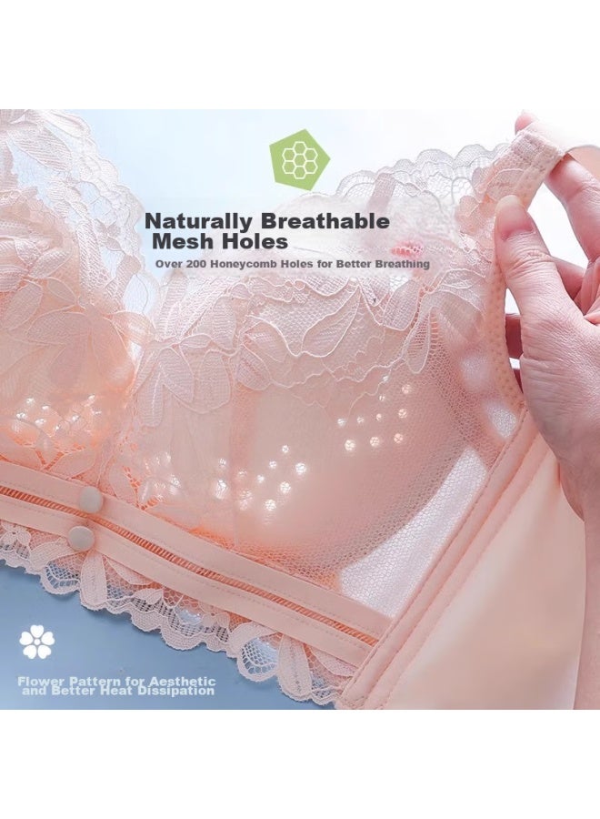 LANG SHA Langsha Women's Bra, Minimizing For Large Wireless, Anti-sagging, Breathable For Summer, Perforated Cups Lace, Adjustable Bra - Image 5