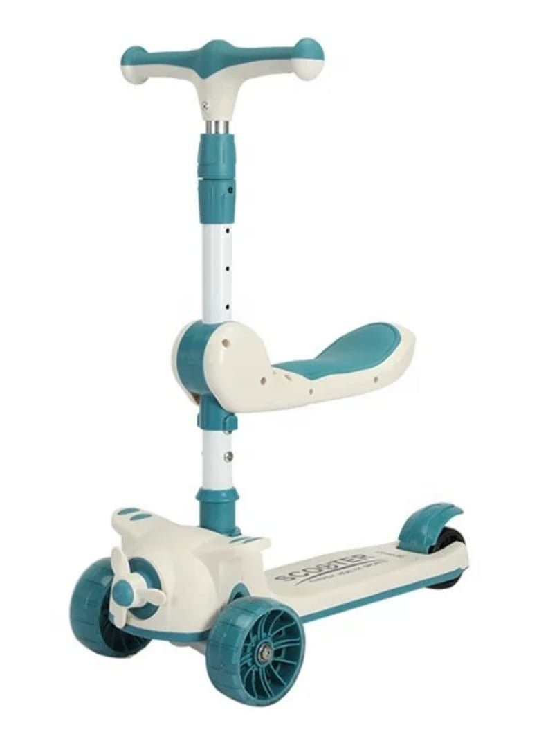 Versatile three-wheel children's scooter with foldable and adjustable seat - Image 1