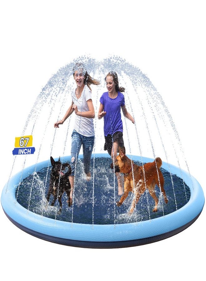 PETOCAT Splash Pad Non-Slip Dogs Cool Sprinkler Pool Extra Large Splash Pads for Kids Dog Baby Wading Pool Summer Outdoor Play Water Fun Toy Gift Easy to Use/Clean 67 inch - Image 1