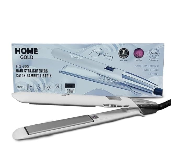 Hair Straightener - Ceramic Flat Iron, Fast Heating, Up to 980°F, 360° Swivel Cord, 35W Styling Tool for Curly or Straight Hair, HG-805 (White)