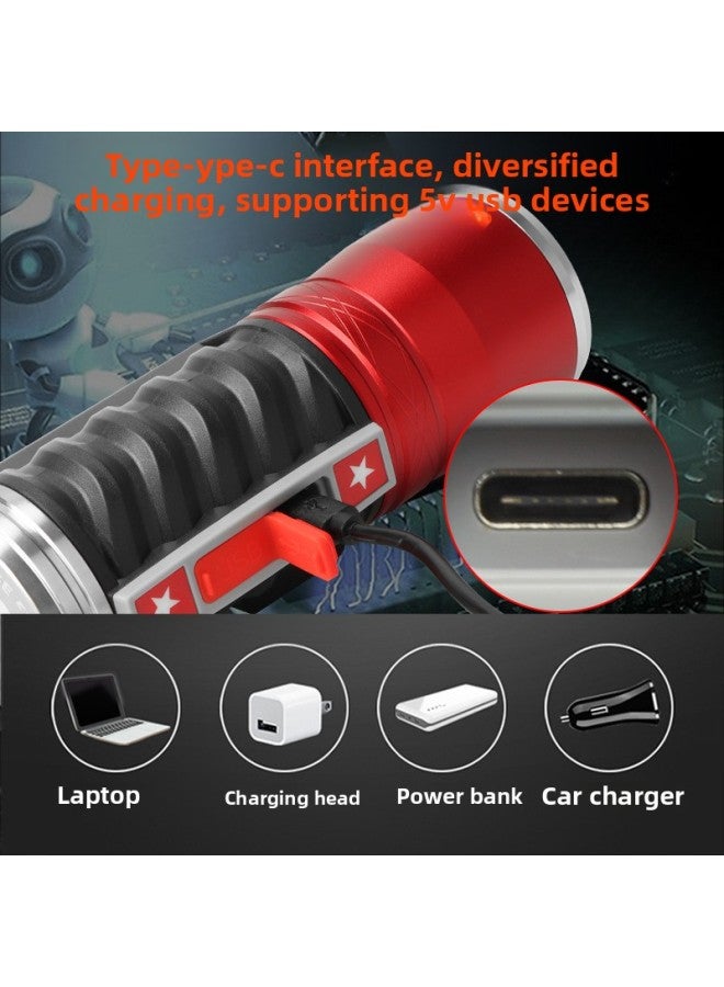 Smart Six Light Source Night Fishing Lamp USB Mobile Phone Rechargeable Battery Removable T6 Blue Light Strong Light Fishing Lamp-Color:Package 4: Light + Line + Cloth Bag + Fishing Chair Bracket  - Image 4