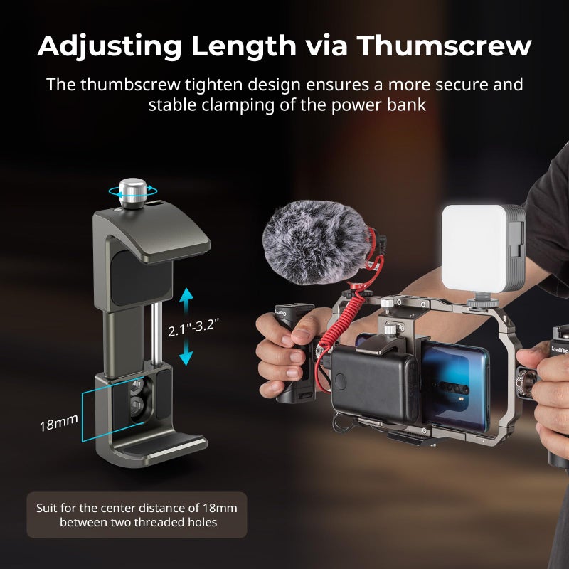 SmallRig Power Bank Holder, Power Bank Clamp Mount for Camera, Compatible with Width Range 2.1"–3.3" and Thickness Range 0.6"–1" Power Banks2790 - Image 3