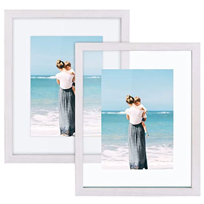 DLQuarts 8x10 Floating Photo Picture Frame, Floating Display for 6x8, 5x7, 3.5x5 or Full Display 8x10 Photos, Solid Wood, 2 Pack, Chalk White - Image 1