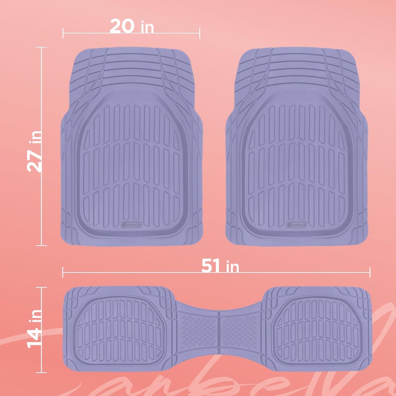 Carbella Lavender Purple Car Floor Mats - Universal Trim to Fit All Weather Purple Car Accessories - Girl Car Accessories for Women & Cute Car Mats for Women Lavender Girly Car Decor Truck & SUV - Image 5