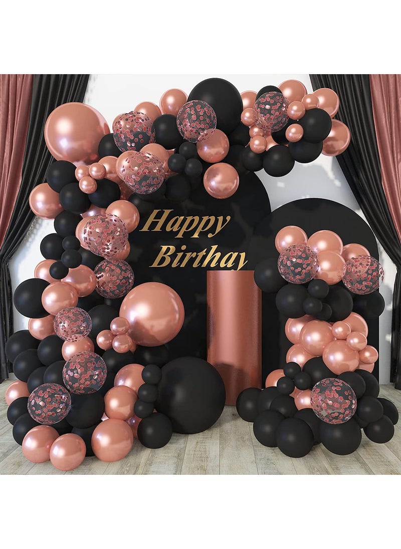 Lazybeee Lazybeee Rose Gold Balloon Arch Kit 115 Pcs Rose Gold Black Party Decorations with Metallic Rose Gold Confetti Balloons Garland for Birthday Decoration Bridal Wedding Decorations 