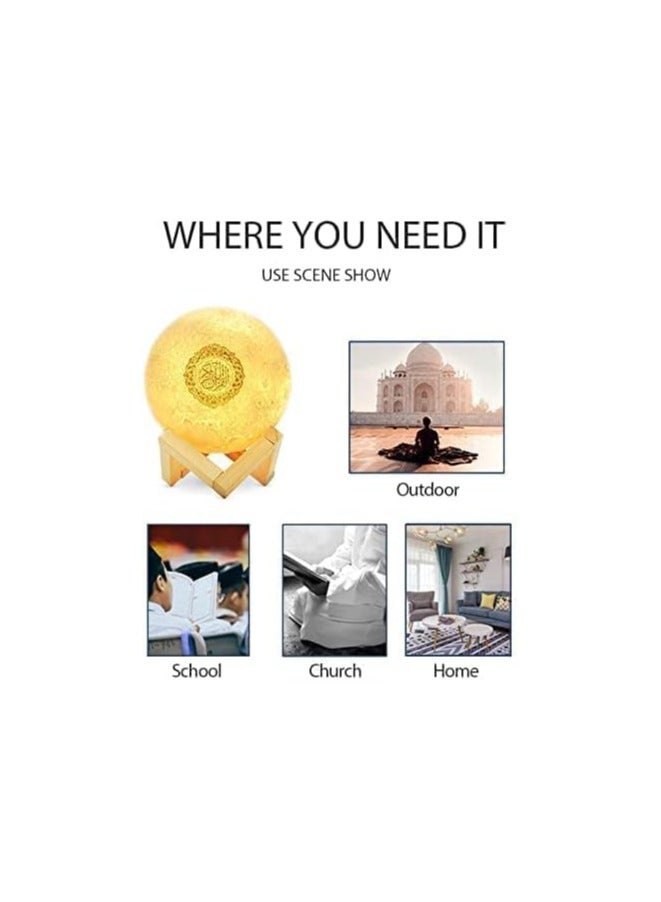 Portable Bluetooth Quran Speaker 2022 Upgrade – Smart 4-in-1 Speaker with 3D Moon Lamp Night Light and 16 Colors, App Control, Quran Recitations, FM Radio, Elegant Design, Perfect Islamic Gift - Image 4