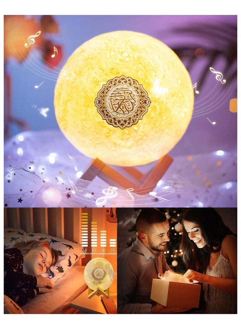 Portable Bluetooth Quran Speaker 2022 Upgrade – Smart 4-in-1 Speaker with 3D Moon Lamp Night Light and 16 Colors, App Control, Quran Recitations, FM Radio, Elegant Design, Perfect Islamic Gift - Image 5