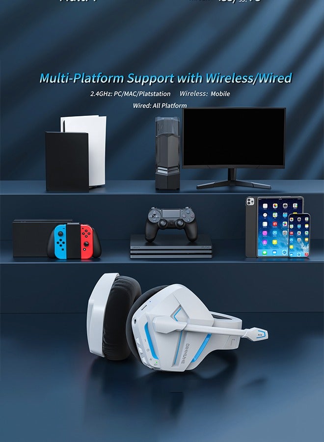 بنيون Dual Wireless Gaming Headset with Noise-Canceling Mic,Over-Ear Gaming Headphone,2.4GHz & Bluetooth,48H Battery,for PC/PS/Mobile - Image 2