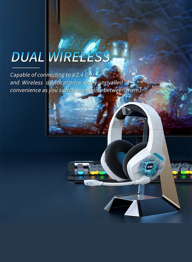 بنيون Dual Wireless Gaming Headset with Noise-Canceling Mic,Over-Ear Gaming Headphone,2.4GHz & Bluetooth,48H Battery,for PC/PS/Mobile - Image 3