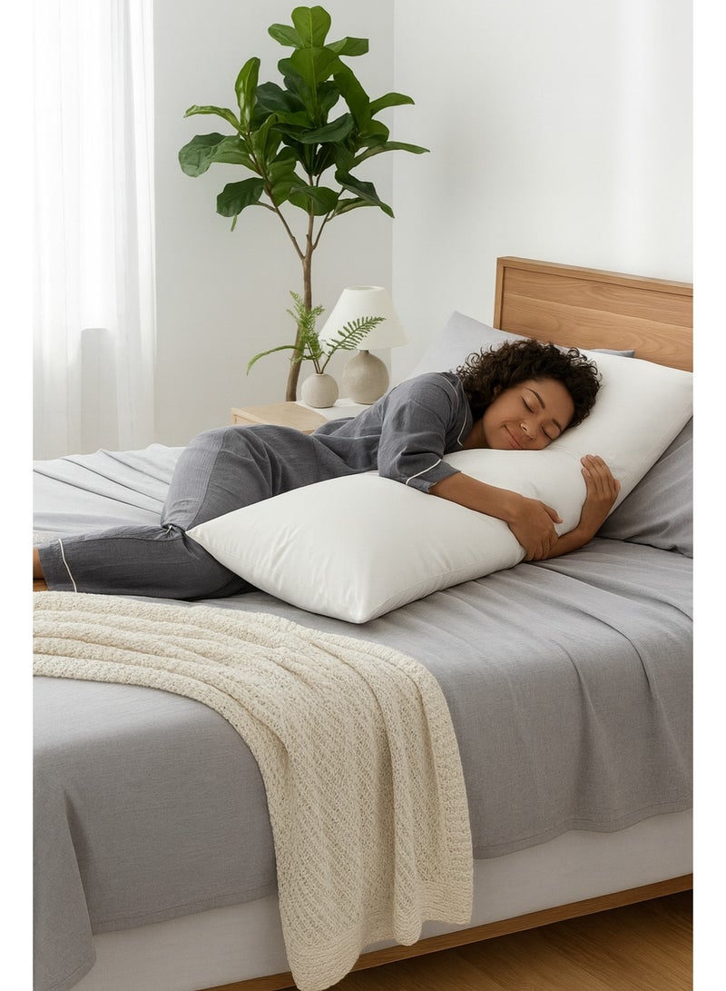 Harmony Home Long Body Pillow with Pillowcase – Soft Breathable Full Body Pillow Insert for Sleeping – Comfortable Bed Pillow for Back Legs Neck Support – Side Sleeper Cushion – White(120×45 CM) - Image 1