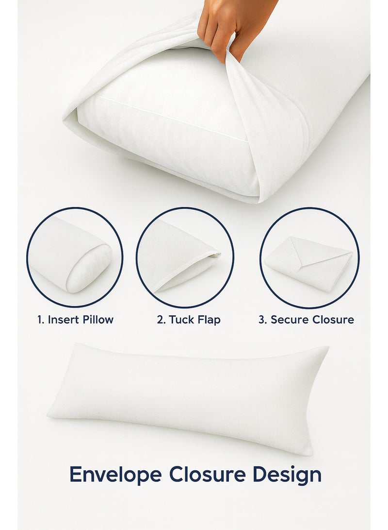 Harmony Home Long Body Pillow with Pillowcase – Soft Breathable Full Body Pillow Insert for Sleeping – Comfortable Bed Pillow for Back Legs Neck Support – Side Sleeper Cushion – White(120×45 CM) - Image 5