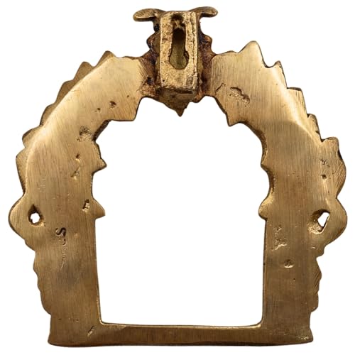 Bhunes Small Brass Prabhavali Arch Frame | Handcrafted Prabhawali Wall Hanging for Deity | Temple Mandir Pooja Backdrop Home Decor | Gold 5 Inch, 1 Piece - Image 5