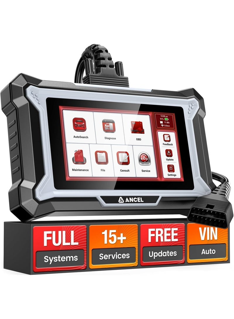 Ancel DS200 Full System OBD2 Scanner with 15+ Reset Services - ABS/SRS/Transmission Diagnostics, ABS Bleeding, EPB/Oil/BMS/SAS Reset, Gearbox Relearn, Injector Coding, AutoVIN, Free Lifetime Updates - Image 1