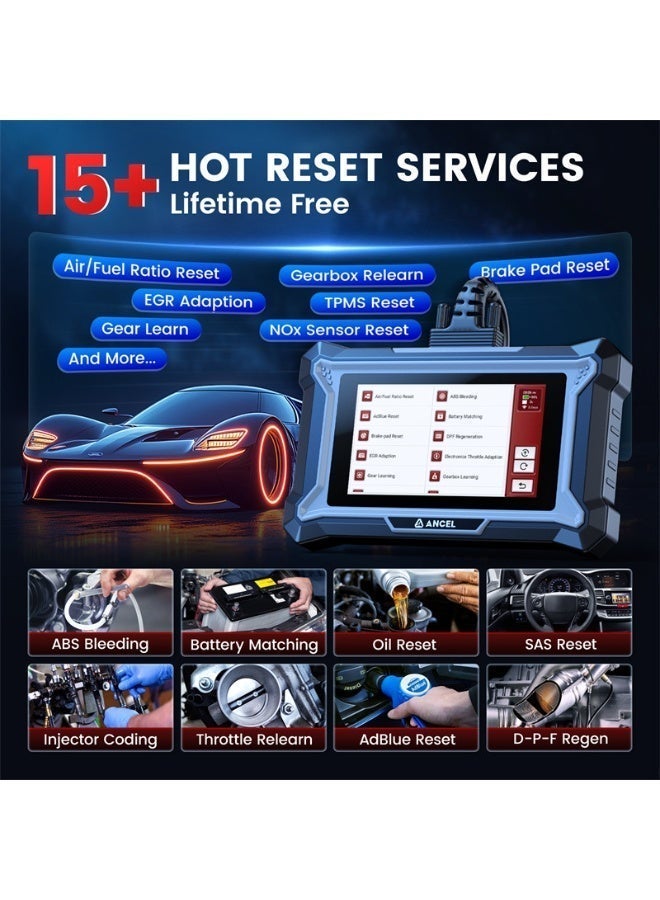 Ancel DS200 Full System OBD2 Scanner with 15+ Reset Services - ABS/SRS/Transmission Diagnostics, ABS Bleeding, EPB/Oil/BMS/SAS Reset, Gearbox Relearn, Injector Coding, AutoVIN, Free Lifetime Updates - Image 3