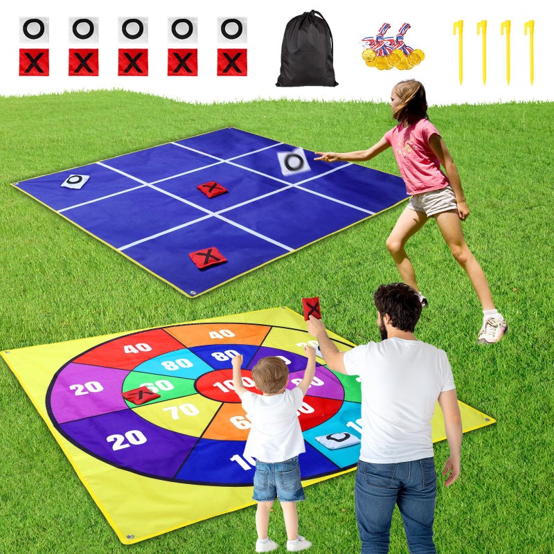 CWLAKON 2in1 Outdoor Giant Tic Tac Toe Bean Bag Toss Games for Kids Adults 45Ft DoubleSided Large Outside Lawn Yard Backyard Carnival Field Day Beach Picnic Camping Birthday Party Family Reunion Game - Image 2