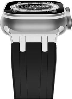 NewWays NewWays for Apple Watch Ultra Band 49mm 45mm 44mm 42mm for Men, AP Wide Sport Liquid Silicone Rubber Band with Stainless Steel Adapter for Apple Watch Band for iWatch Series 8 7 6 5 SE Ultra Luxury 