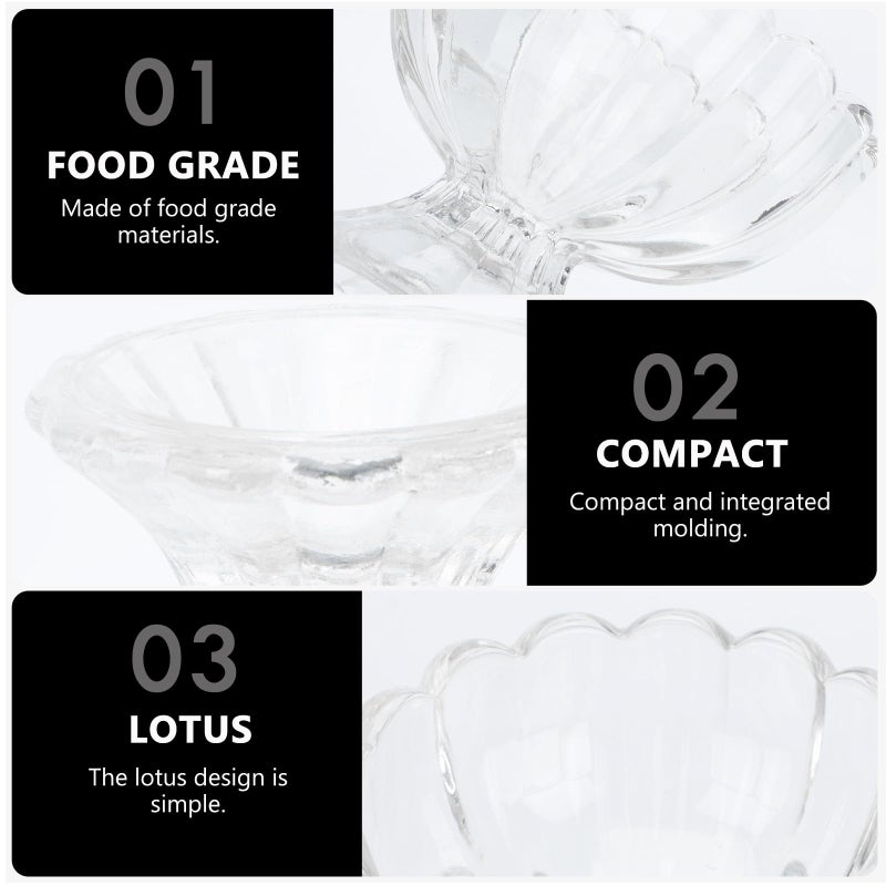 Classic Lotus Glass Dessert Bowls 150ml 5pcs Set for Ice Cream Pudding Fruit Salad - Image 5