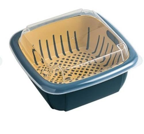 Tosaa Tosaa Vegetables Fruit Wash Double Drainer Bowl Basket for Kitchen with Lid 3 in 1 Kitchen Sink Sieve for Washing Cleaning Food Fruit and Vegetable Wash 1Pcs  - Image 2