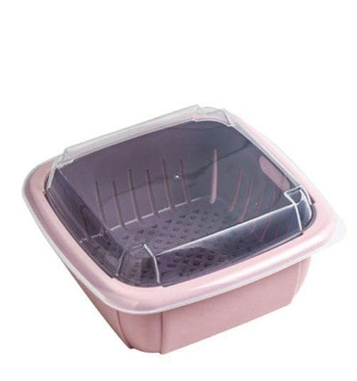 Tosaa Tosaa Vegetables Fruit Wash Double Drainer Bowl Basket for Kitchen with Lid 3 in 1 Kitchen Sink Sieve for Washing Cleaning Food Fruit and Vegetable Wash 1Pcs  - Image 3