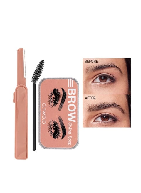 O.TWO.O Eyebrow Soap With Trimmer Brow Sculpt Lift Brow Styling Soap Waterproof Long Lasting Eyebrow Gel Pomade Eyebrow Soap Wax