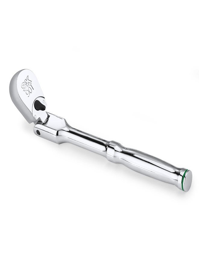 SK 1/4" Drive Flex Head Ratchet Handle, 90-Tooth Ratchet, Premium CR-V Construction, Reversible Design, with Contoured Handle - Image 1