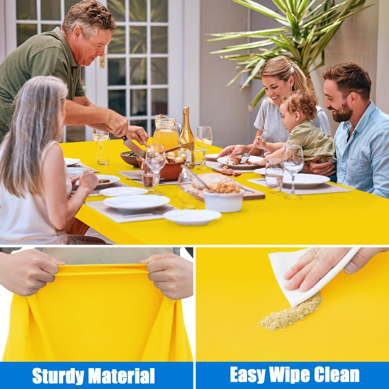 Spotjoy Rectangle Picnic Table Cloth  Waterproof Elastic Fitted Tablecloths  Washable Polyester Table Cover for Camping  Indoor and Outdoor (Yellow  24""x48"") - Image 4