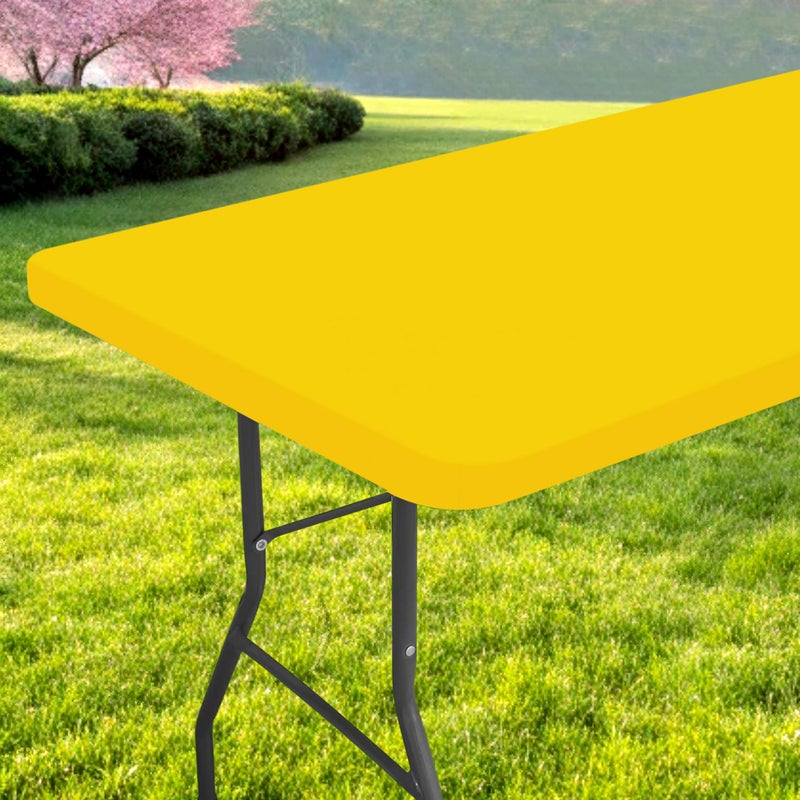Spotjoy Rectangle Picnic Table Cloth  Waterproof Elastic Fitted Tablecloths  Washable Polyester Table Cover for Camping  Indoor and Outdoor (Yellow  24""x48"") - Image 1