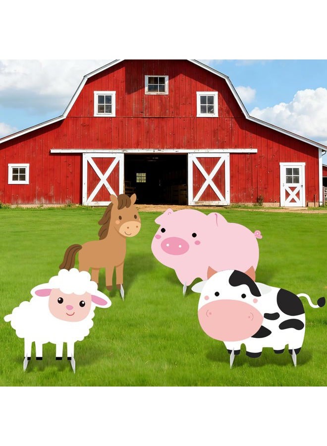 APUDWN Farm Animals Party Decorations, 4 Pack 23" x 15" Large Farm Animals Cardboard Cutouts Stand Up, Farmhouse Theme Photo Booth Props for Birthday Party Baby Shower Classroom Decoration - Image 5