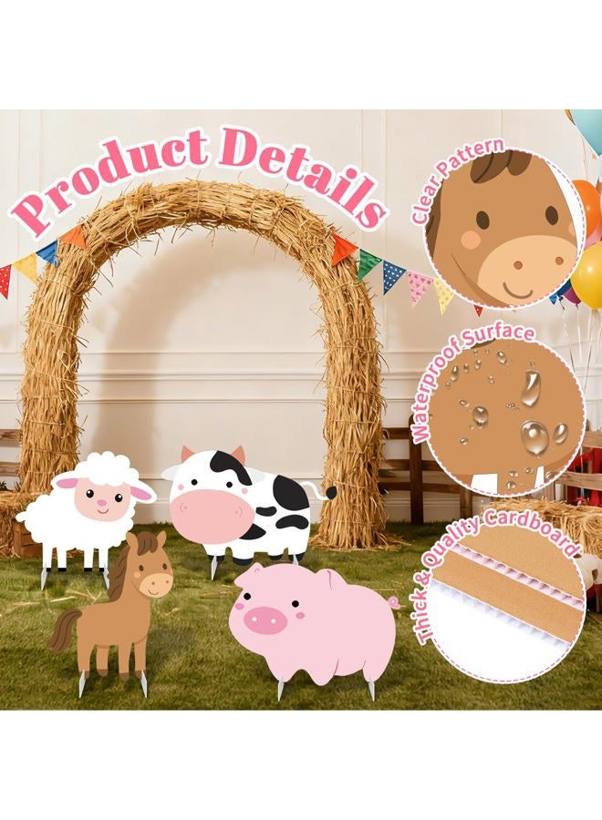 APUDWN Farm Animals Party Decorations, 4 Pack 23" x 15" Large Farm Animals Cardboard Cutouts Stand Up, Farmhouse Theme Photo Booth Props for Birthday Party Baby Shower Classroom Decoration - Image 4