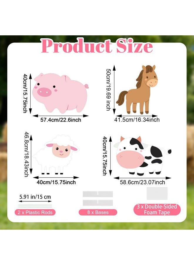 APUDWN Farm Animals Party Decorations, 4 Pack 23" x 15" Large Farm Animals Cardboard Cutouts Stand Up, Farmhouse Theme Photo Booth Props for Birthday Party Baby Shower Classroom Decoration - Image 2