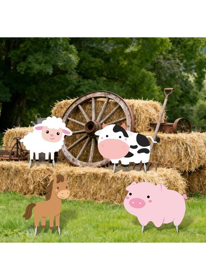 APUDWN Farm Animals Party Decorations, 4 Pack 23" x 15" Large Farm Animals Cardboard Cutouts Stand Up, Farmhouse Theme Photo Booth Props for Birthday Party Baby Shower Classroom Decoration - Image 1
