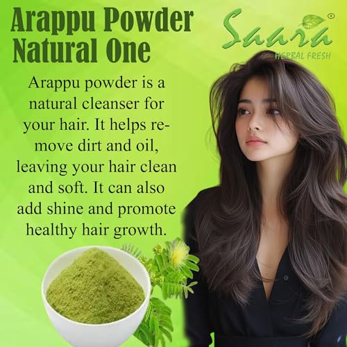 Saara HERBAL FRESH Arappu Powder 300g | Albizia Amara | Usilam | Green Arappu for Hair wash & Hair care (Pack of 3 X 100g) - Image 2